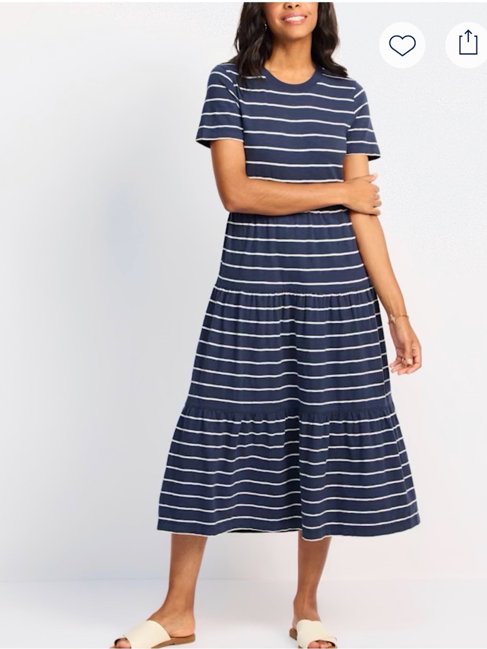 Marine Layer Vintage Slub Striped Tiered Midi Dress